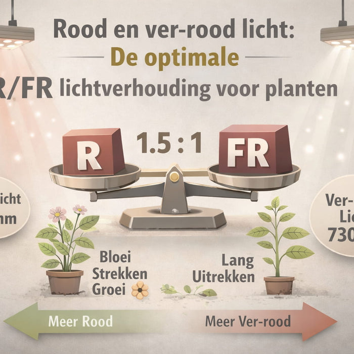Rood en ver-rood lichtverhouding (R/FR) voor planten uitgelegd met effect op groei en bloei