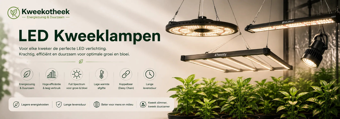 LED kweeklampen voor professionele kweekruimtes met energiezuinige Full Spectrum verlichting voor optimale groei en bloei.