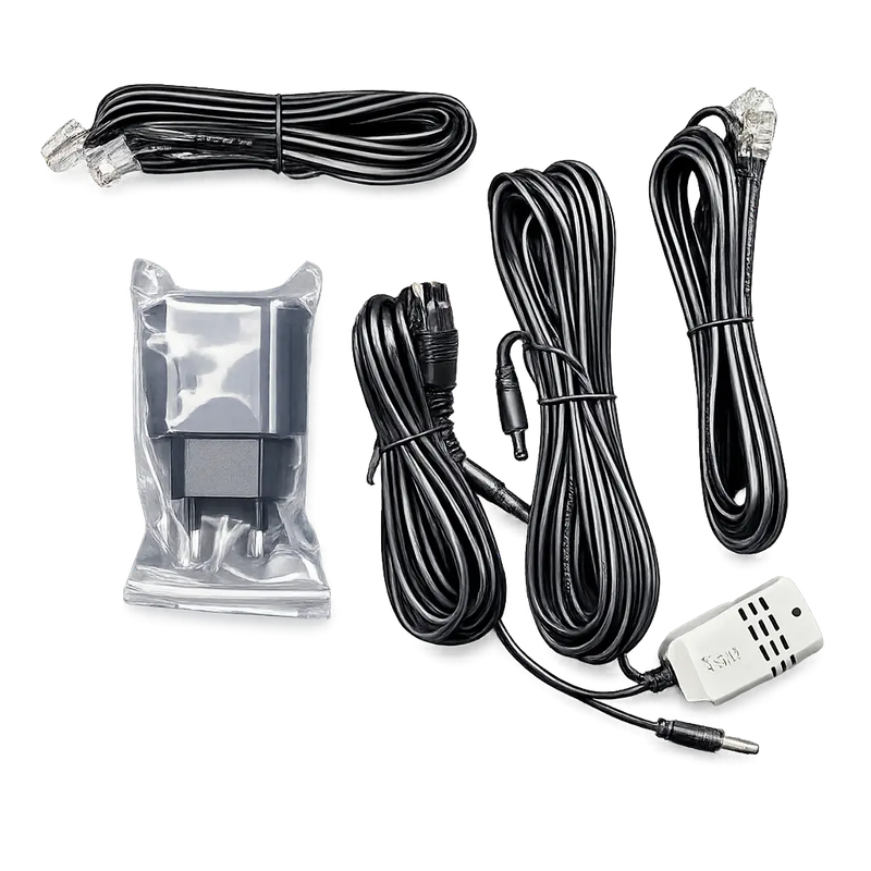 0-10V én PWM LED Controller accessoires: RJ12 kabel, RJ14 kabel, adapter en LV + Temp sensor