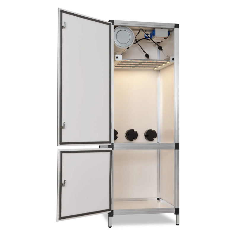 G-Tools Bonanza Clima 0,35m² kweekkast met G-Bars LED-kweekverlichting.