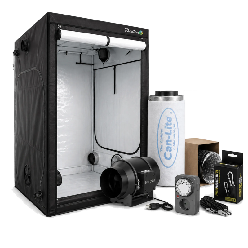 Complete kweektent met afzuigventilator, koolstoffilter en LED-kweeklamp naar keuze