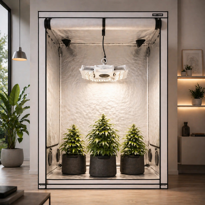 250W Spreader im Growzelt mit Pflanzen